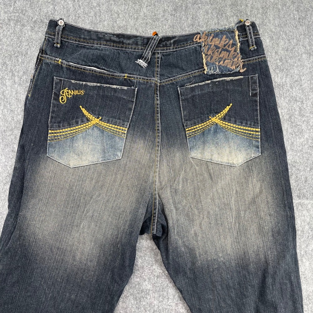 Vintage Akademiks Jeans Mens 38 Baggy Dark Wash Jeanius Embroider Y2K Streetwear